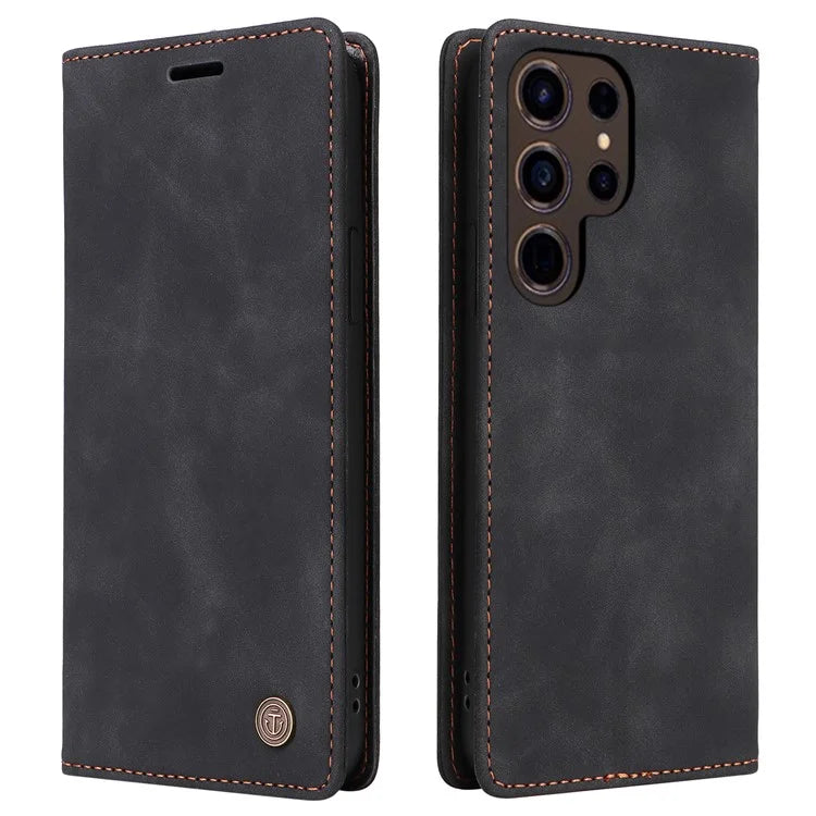 006 Series For Samsung Galaxy S24 Ultra Case PU Leather Folding Stand Cover with Suction Cups Closure