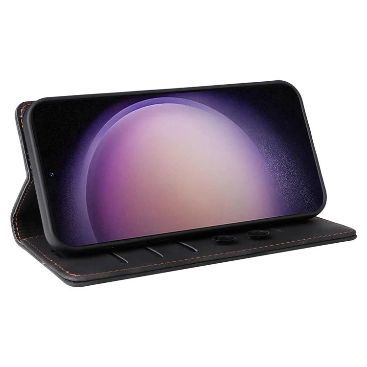 006 Series For Samsung Galaxy S24 Ultra Case PU Leather Folding Stand Cover with Suction Cups Closure