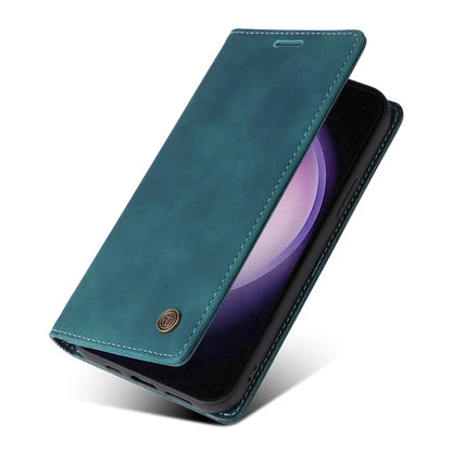 006 Series For Samsung Galaxy S24 Ultra Case PU Leather Folding Stand Cover with Suction Cups Closure