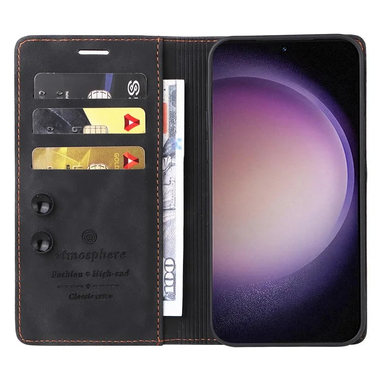 006 Series For Samsung Galaxy S24+ Case Phone Wallet PU Leather Cover with Suction Cups Closure