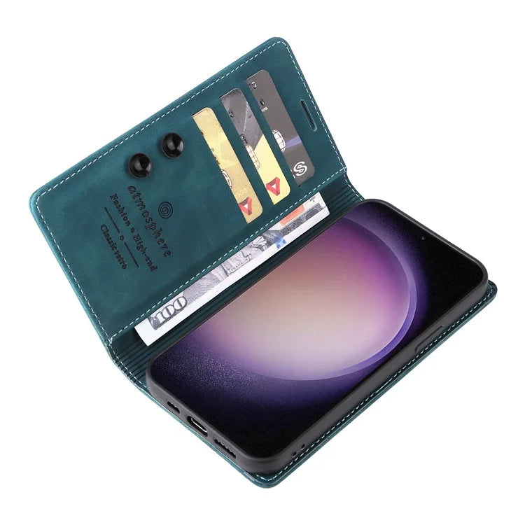 006 Series For Samsung Galaxy S24+ Case Phone Wallet PU Leather Cover with Suction Cups Closure