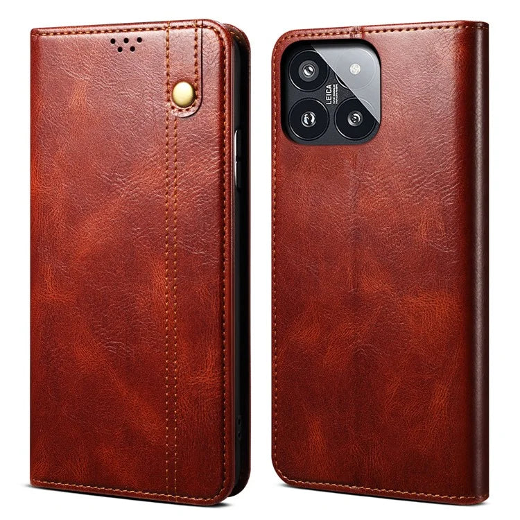 For Xiaomi 14 Pro PU Leather Crazy Horse Phone Case Stand Wallet Mobile Phone Cover