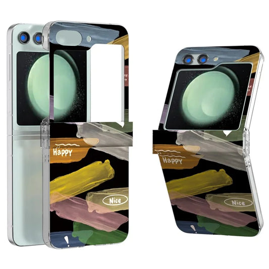 For Samsung Galaxy Z Flip5 5G Case Pattern Printing PC Phone Cover with Hinge Protection