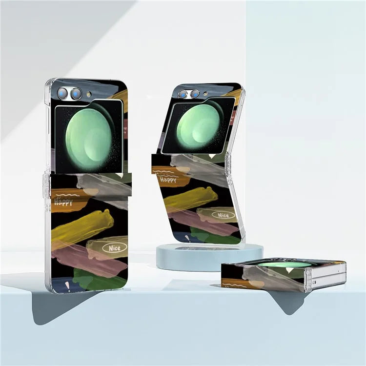 For Samsung Galaxy Z Flip5 5G Case Pattern Printing PC Phone Cover with Hinge Protection