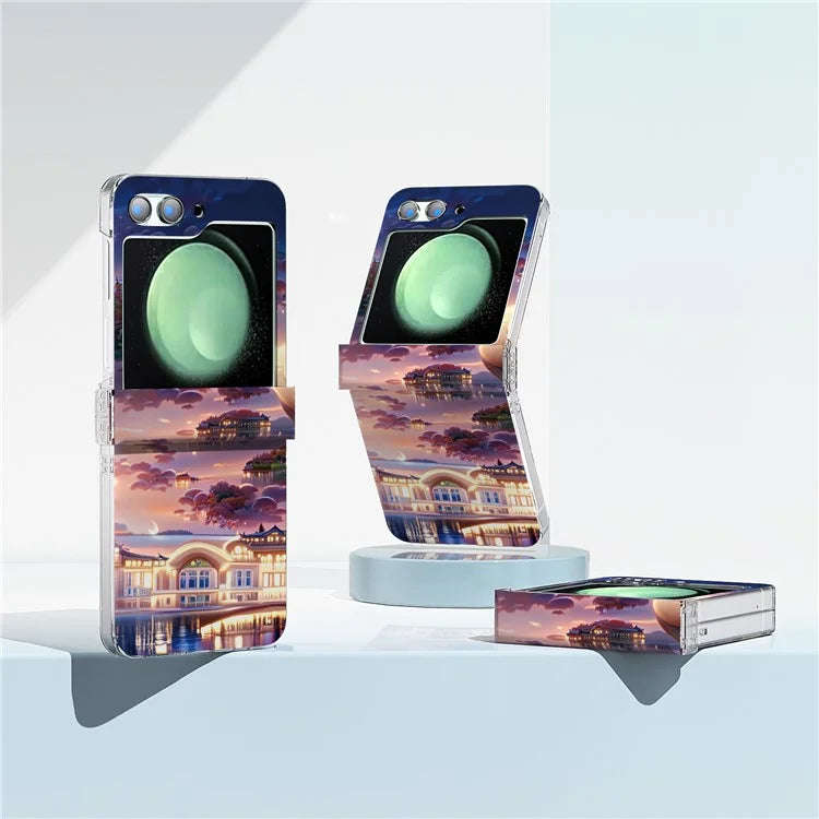 For Samsung Galaxy Z Flip5 5G Case Pattern Printing PC Phone Cover with Hinge Protection