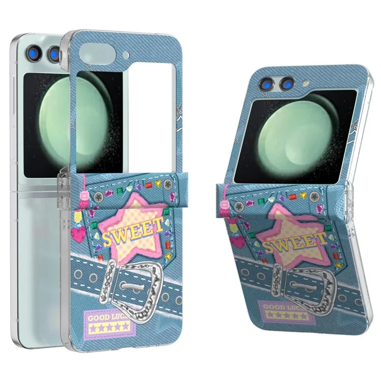 For Samsung Galaxy Z Flip5 5G Case Pattern Printing PC Phone Cover with Hinge Protection