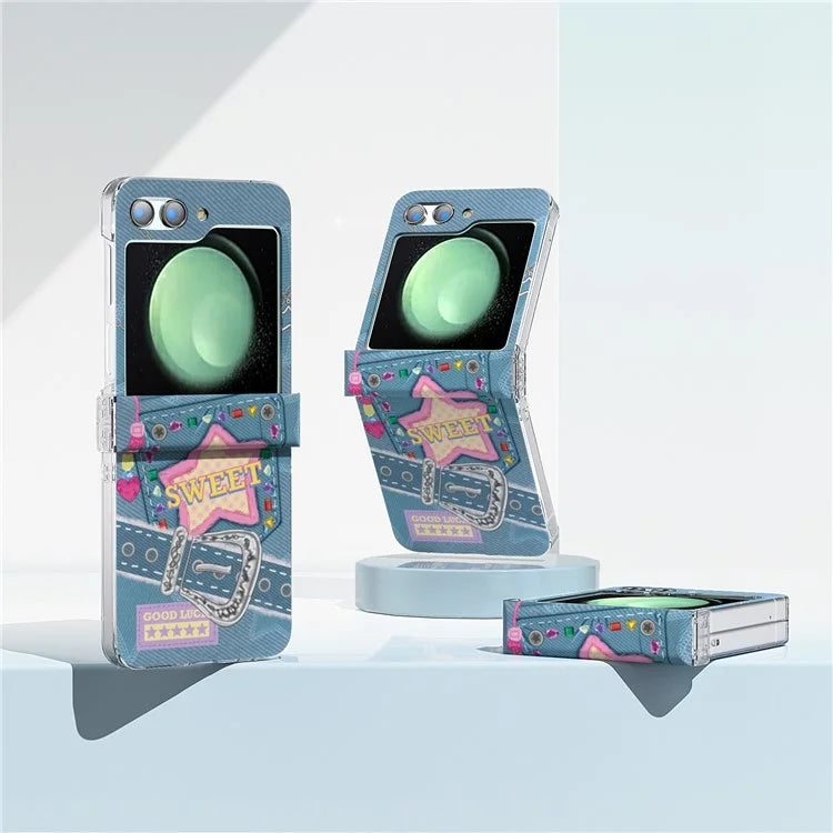 For Samsung Galaxy Z Flip5 5G Case Pattern Printing PC Phone Cover with Hinge Protection