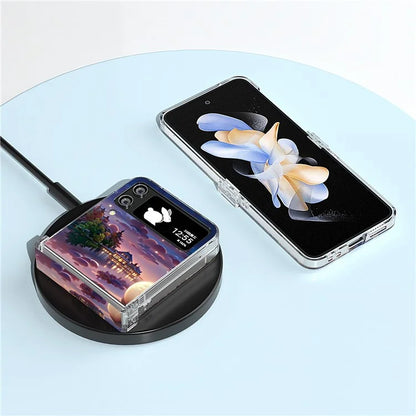 For Samsung Galaxy Z Flip4 5G PC Case Hinge Protection Pattern Printing Phone Cover