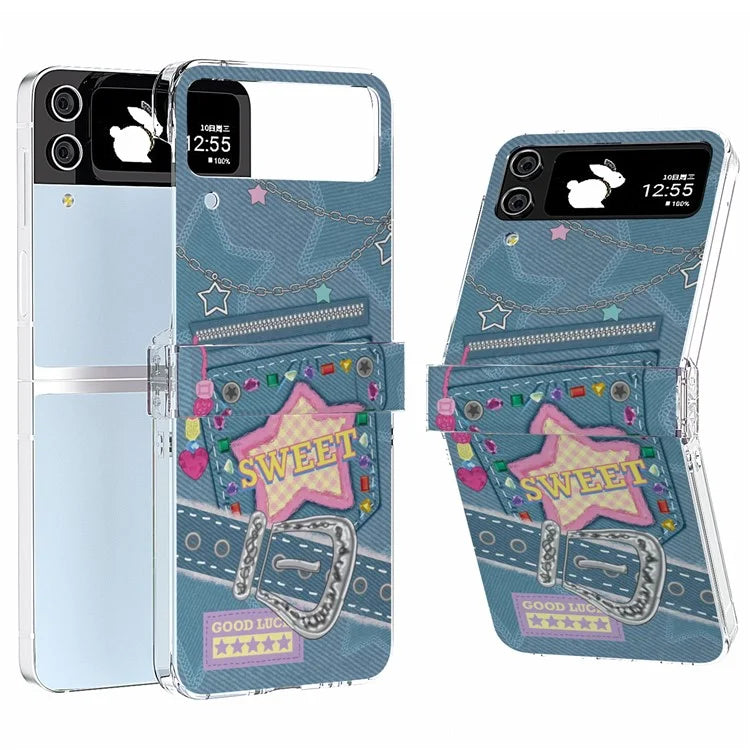 For Samsung Galaxy Z Flip4 5G PC Case Hinge Protection Pattern Printing Phone Cover