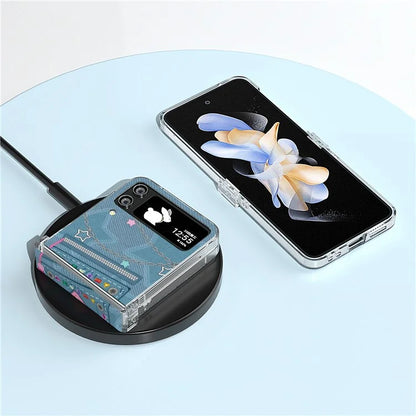 For Samsung Galaxy Z Flip4 5G PC Case Hinge Protection Pattern Printing Phone Cover
