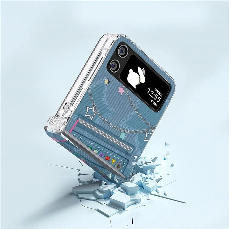 For Samsung Galaxy Z Flip4 5G PC Case Hinge Protection Pattern Printing Phone Cover