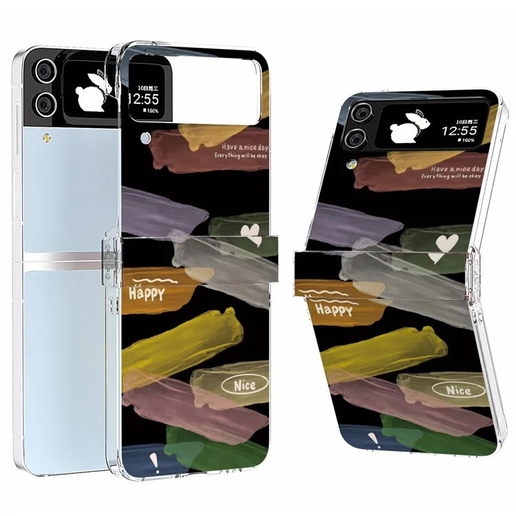 For Samsung Galaxy Z Flip4 5G PC Case Hinge Protection Pattern Printing Phone Cover