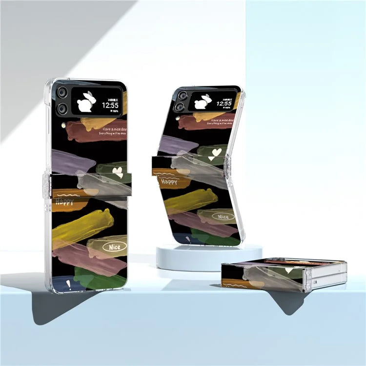 For Samsung Galaxy Z Flip4 5G PC Case Hinge Protection Pattern Printing Phone Cover
