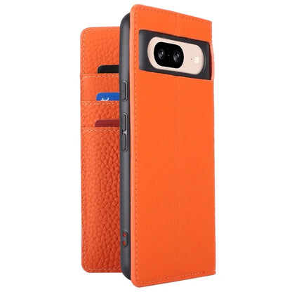 For Google Pixel 8 Case Litchi Texture Anti-scratch Genuine Cow Leather Phone Cover with Strap