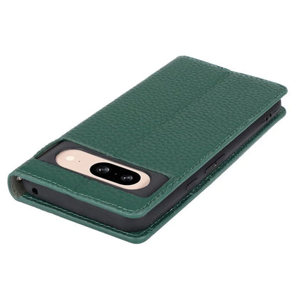 For Google Pixel 8 Case Litchi Texture Anti-scratch Genuine Cow Leather Phone Cover with Strap