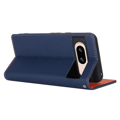 For Google Pixel 8 Case Litchi Texture Anti-scratch Genuine Cow Leather Phone Cover with Strap