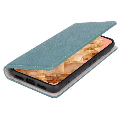 For Google Pixel 8 Case Litchi Texture Anti-scratch Genuine Cow Leather Phone Cover with Strap