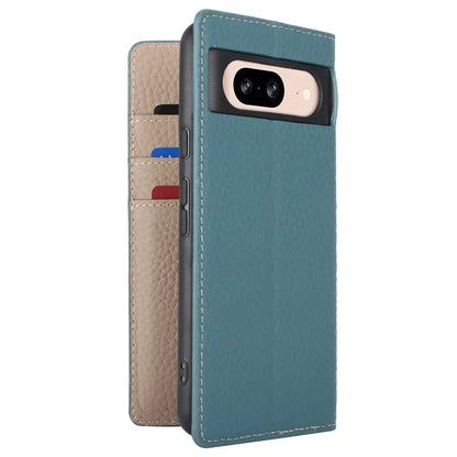 For Google Pixel 8 Case Litchi Texture Anti-scratch Genuine Cow Leather Phone Cover with Strap