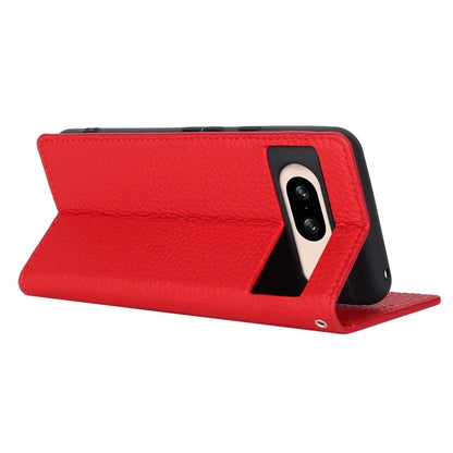 For Google Pixel 8 Case Litchi Texture Anti-scratch Genuine Cow Leather Phone Cover with Strap