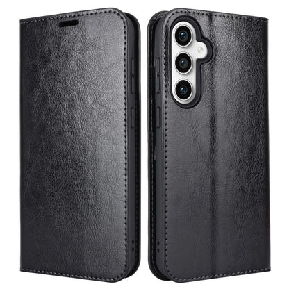 For Samsung Galaxy S23 FE Case Crazy Horse Texture Genuine Split Leather Phone Cover with Stand and Wallet