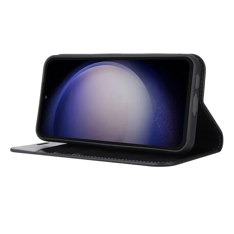 For Samsung Galaxy S23 FE Case Crazy Horse Texture Genuine Split Leather Phone Cover with Stand and Wallet