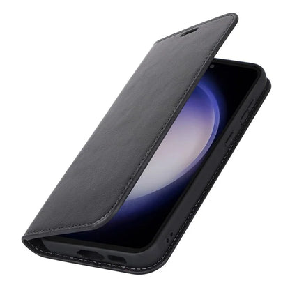 For Samsung Galaxy S23 FE Case Crazy Horse Texture Genuine Split Leather Phone Cover with Stand and Wallet