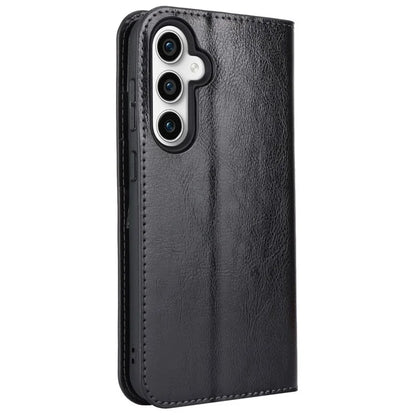 For Samsung Galaxy S23 FE Case Crazy Horse Texture Genuine Split Leather Phone Cover with Stand and Wallet