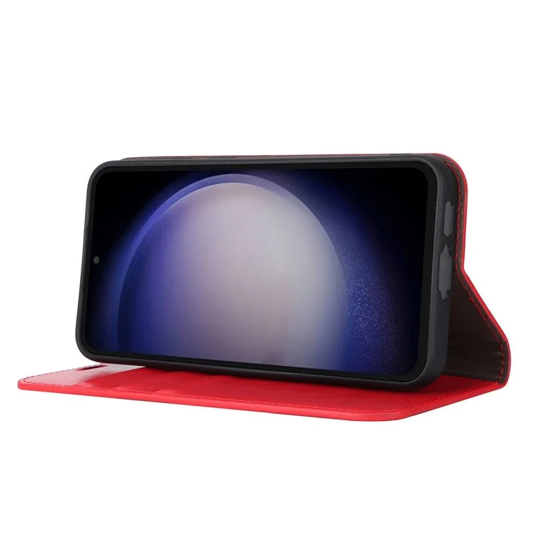 For Samsung Galaxy S23 FE Case Crazy Horse Texture Genuine Split Leather Phone Cover with Stand and Wallet