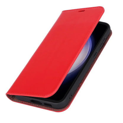 For Samsung Galaxy S23 FE Case Crazy Horse Texture Genuine Split Leather Phone Cover with Stand and Wallet