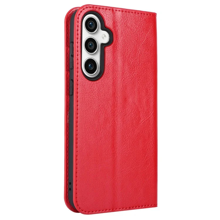 For Samsung Galaxy S23 FE Case Crazy Horse Texture Genuine Split Leather Phone Cover with Stand and Wallet