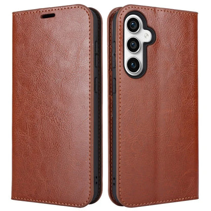 For Samsung Galaxy S23 FE Case Crazy Horse Texture Genuine Split Leather Phone Cover with Stand and Wallet