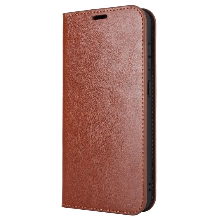 For Samsung Galaxy S23 FE Case Crazy Horse Texture Genuine Split Leather Phone Cover with Stand and Wallet