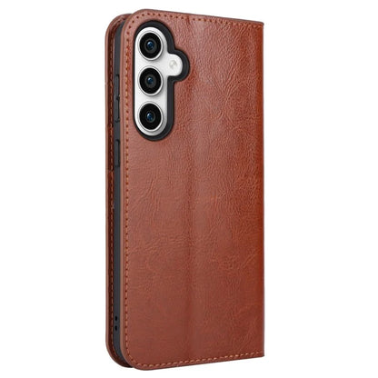 For Samsung Galaxy S23 FE Case Crazy Horse Texture Genuine Split Leather Phone Cover with Stand and Wallet