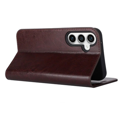 For Samsung Galaxy S23 FE Case Crazy Horse Texture Genuine Split Leather Phone Cover with Stand and Wallet