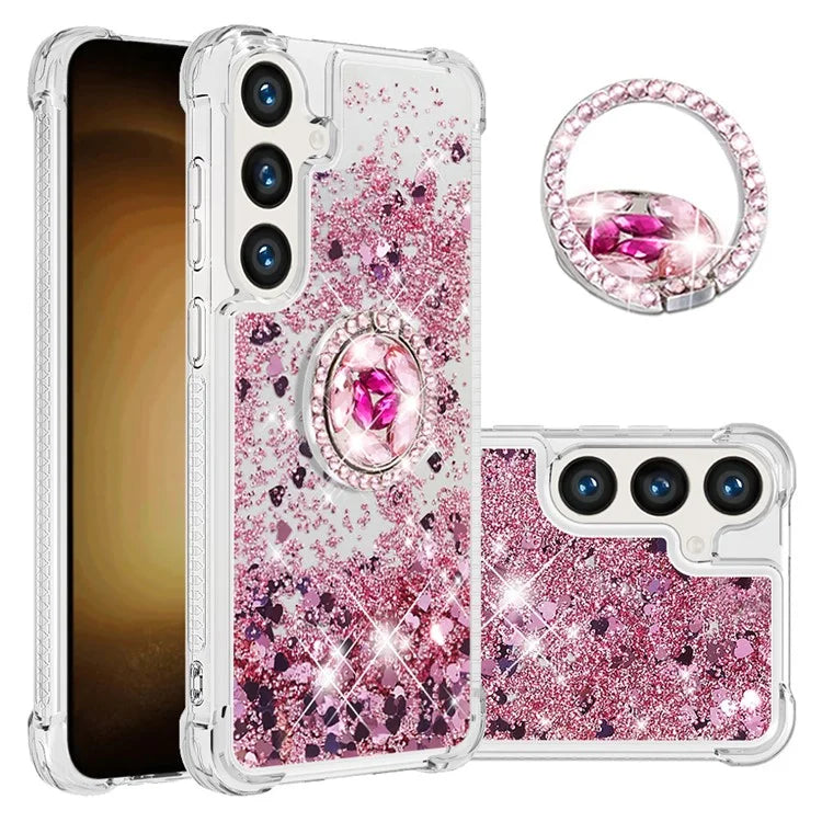 YB Quicksand Series-7 for Samsung Galaxy S24+ Case Ring Kickstand Liquid Phone Cover