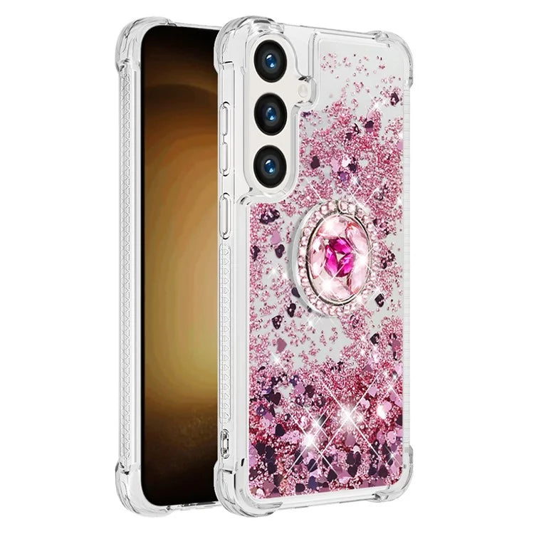 YB Quicksand Series-7 for Samsung Galaxy S24+ Case Ring Kickstand Liquid Phone Cover