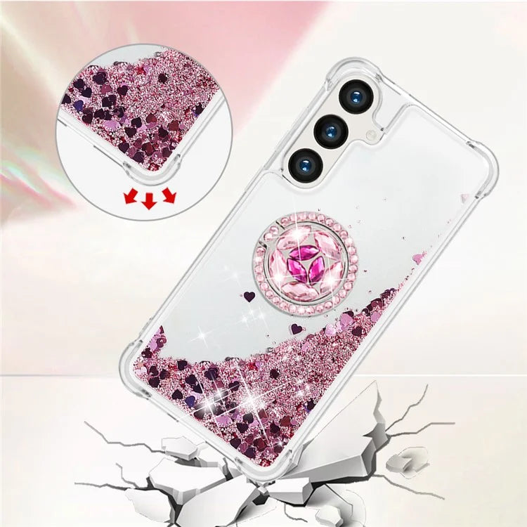YB Quicksand Series-7 for Samsung Galaxy S24+ Case Ring Kickstand Liquid Phone Cover