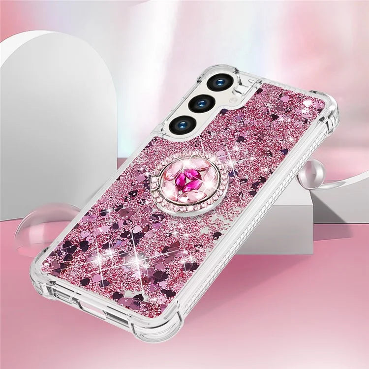 YB Quicksand Series-7 for Samsung Galaxy S24+ Case Ring Kickstand Liquid Phone Cover
