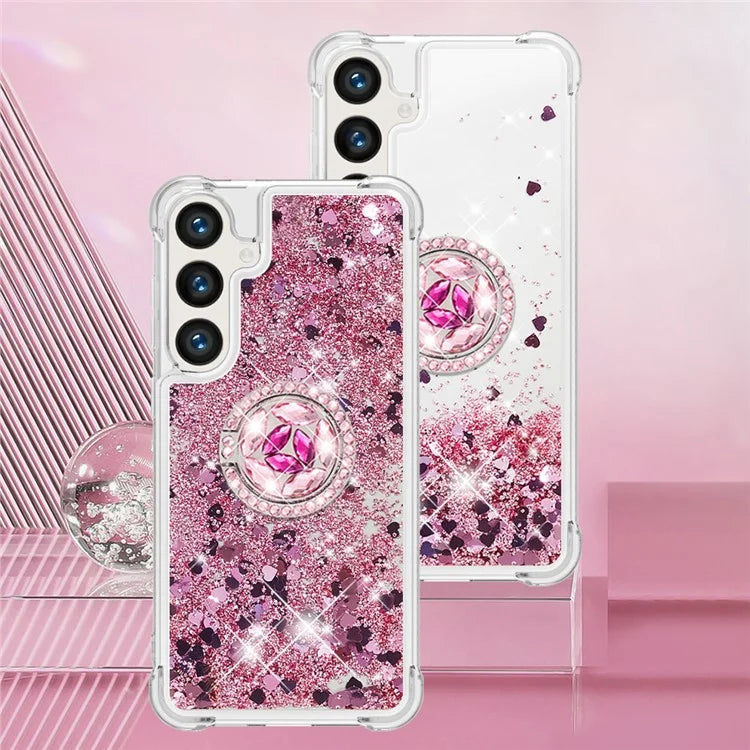 YB Quicksand Series-7 for Samsung Galaxy S24+ Case Ring Kickstand Liquid Phone Cover