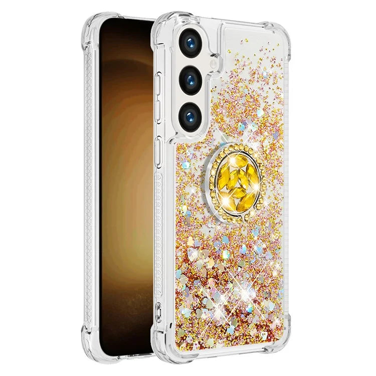 YB Quicksand Series-7 for Samsung Galaxy S24+ Case Ring Kickstand Liquid Phone Cover