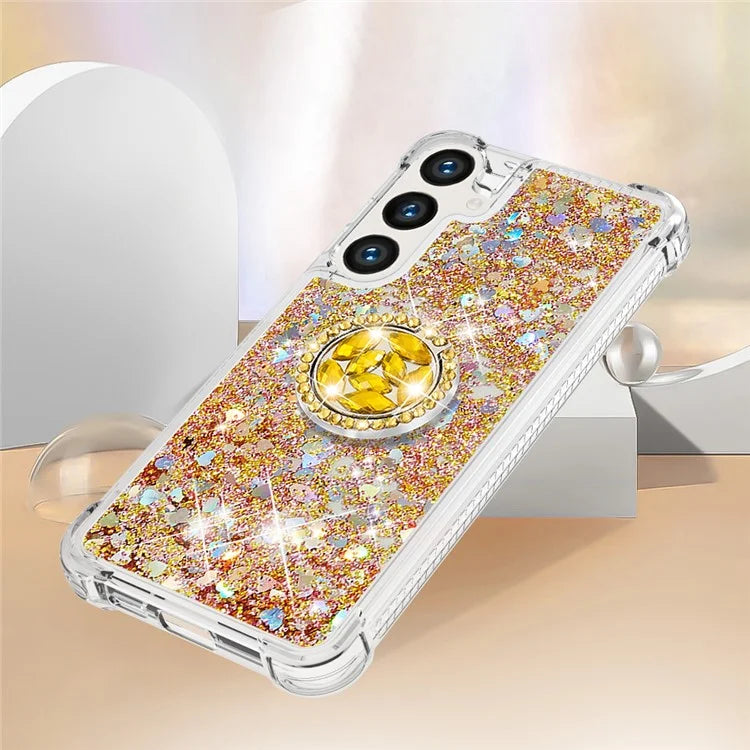 YB Quicksand Series-7 for Samsung Galaxy S24+ Case Ring Kickstand Liquid Phone Cover