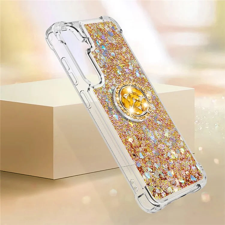 YB Quicksand Series-7 for Samsung Galaxy S24+ Case Ring Kickstand Liquid Phone Cover