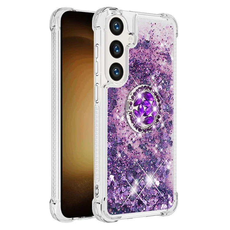 YB Quicksand Series-7 for Samsung Galaxy S24+ Case Ring Kickstand Liquid Phone Cover