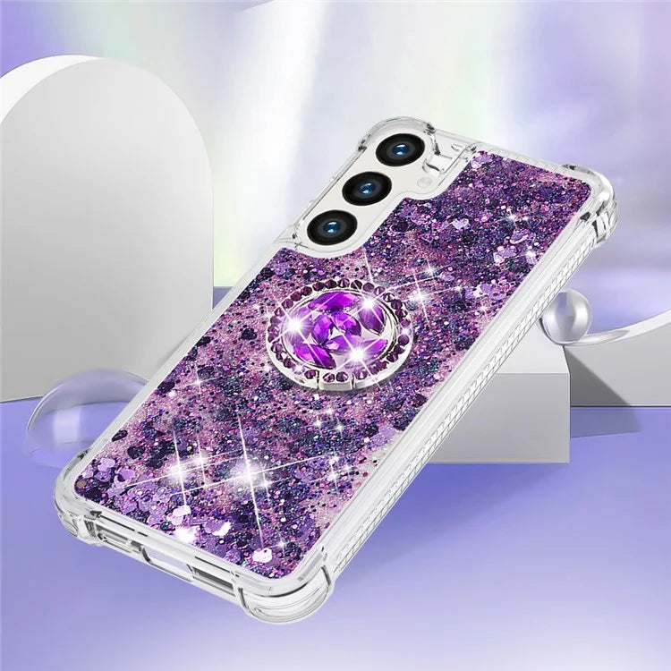YB Quicksand Series-7 for Samsung Galaxy S24+ Case Ring Kickstand Liquid Phone Cover