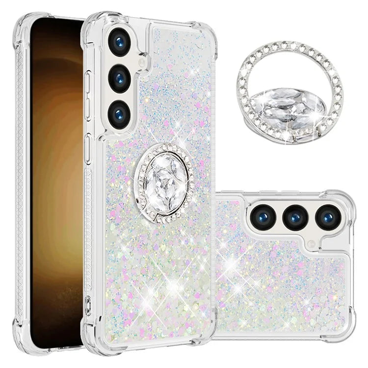 YB Quicksand Series-7 for Samsung Galaxy S24+ Case Ring Kickstand Liquid Phone Cover