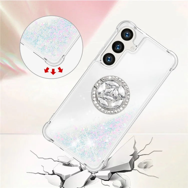 YB Quicksand Series-7 for Samsung Galaxy S24+ Case Ring Kickstand Liquid Phone Cover