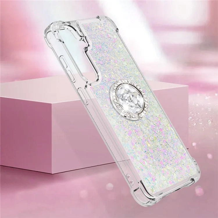 YB Quicksand Series-7 for Samsung Galaxy S24+ Case Ring Kickstand Liquid Phone Cover