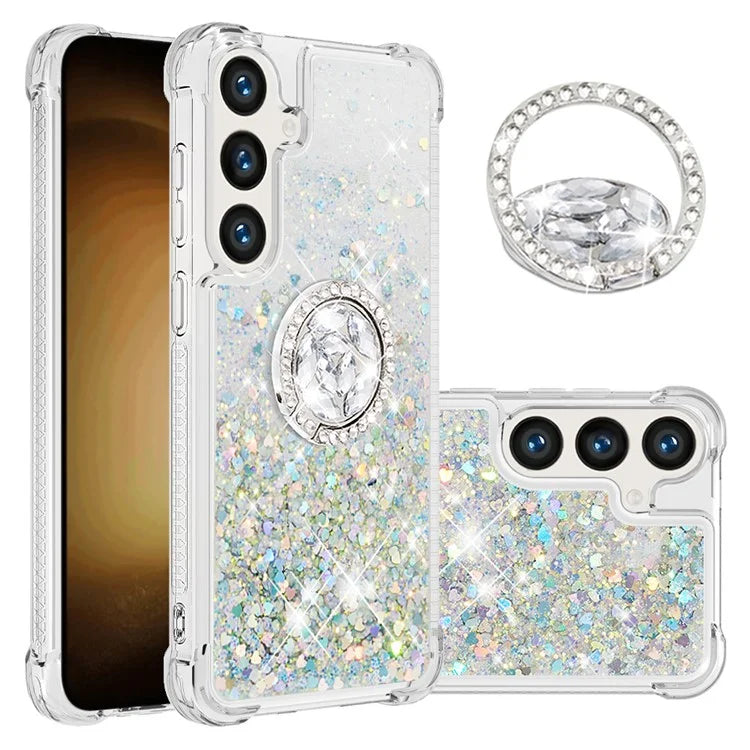 YB Quicksand Series-7 for Samsung Galaxy S24+ Case Ring Kickstand Liquid Phone Cover