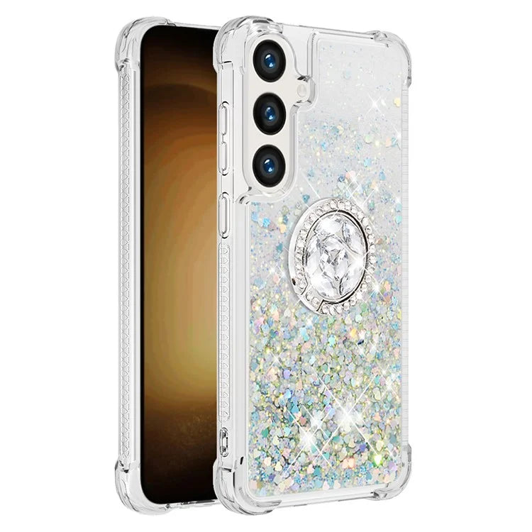 YB Quicksand Series-7 for Samsung Galaxy S24+ Case Ring Kickstand Liquid Phone Cover