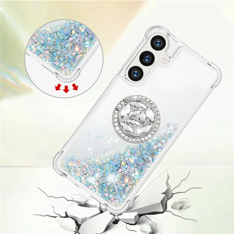YB Quicksand Series-7 for Samsung Galaxy S24+ Case Ring Kickstand Liquid Phone Cover